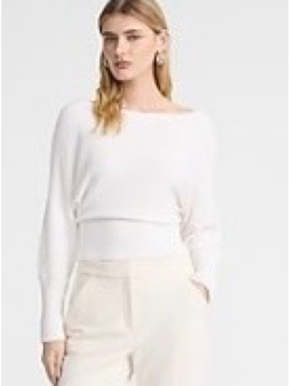 Express Cream Off-Shoulder Boatneck Sweater